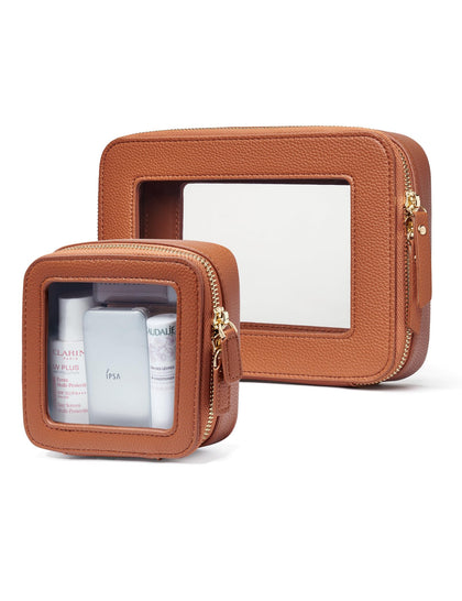 Popvibe Clear Makeup Case Set with medium and mini bags