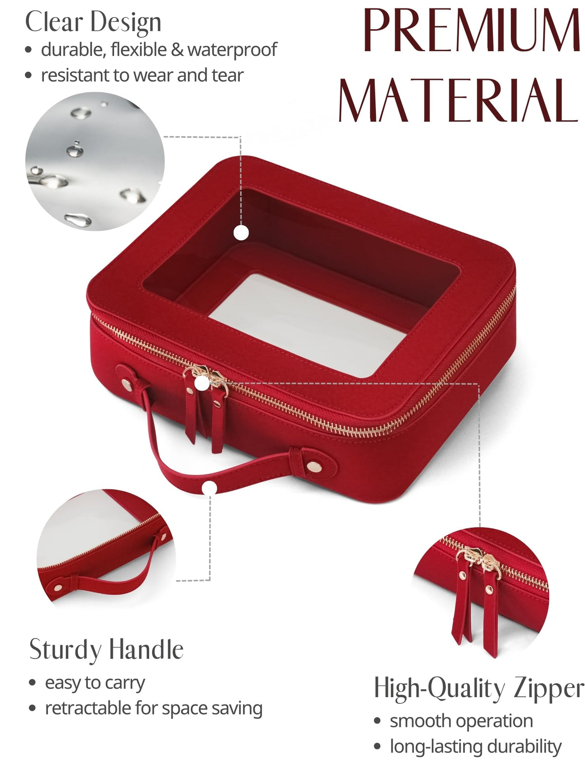 Popvibe Clear Makeup Case side view showcasing zipper