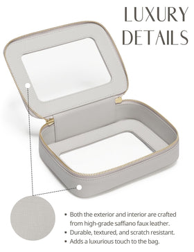 Popvibe Clear Makeup Case side view with dimensions