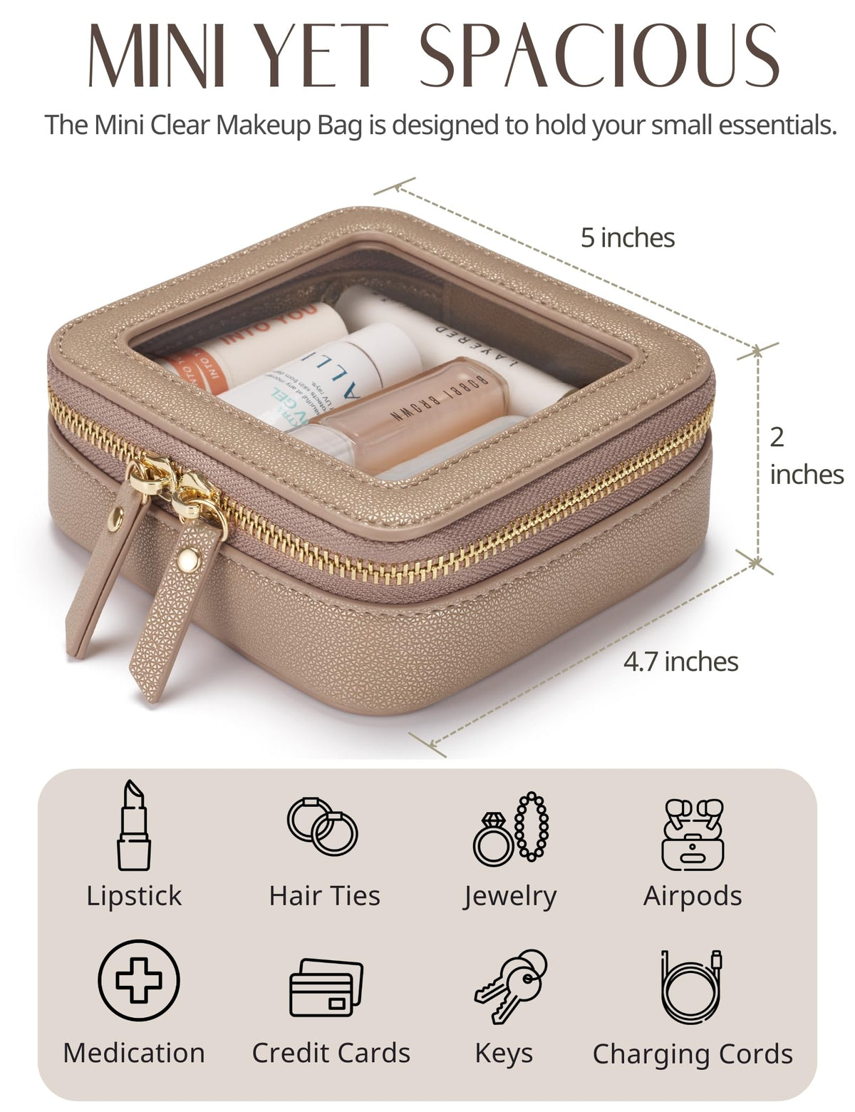 Popvibe Clear Makeup Case water-resistant material close-up