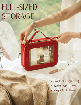 Popvibe Clear Makeup Case with light gold hardware accents