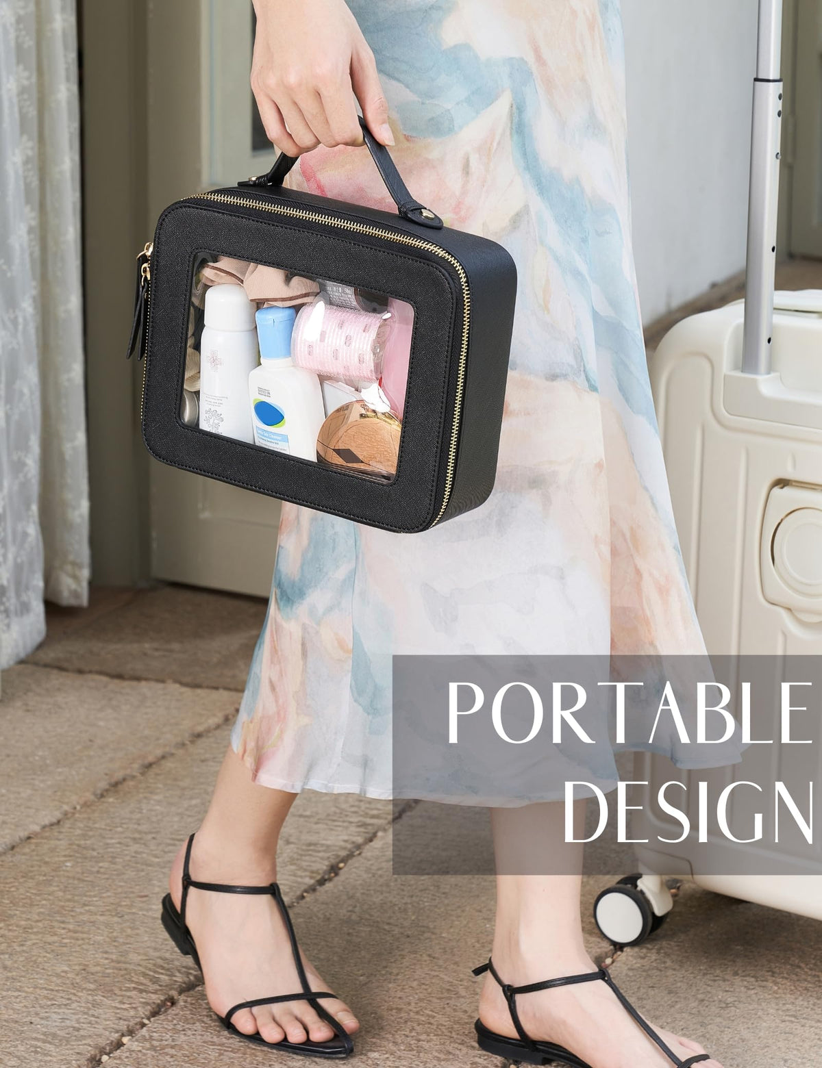 Popvibe Clear Toiletry Bag in a suitcase