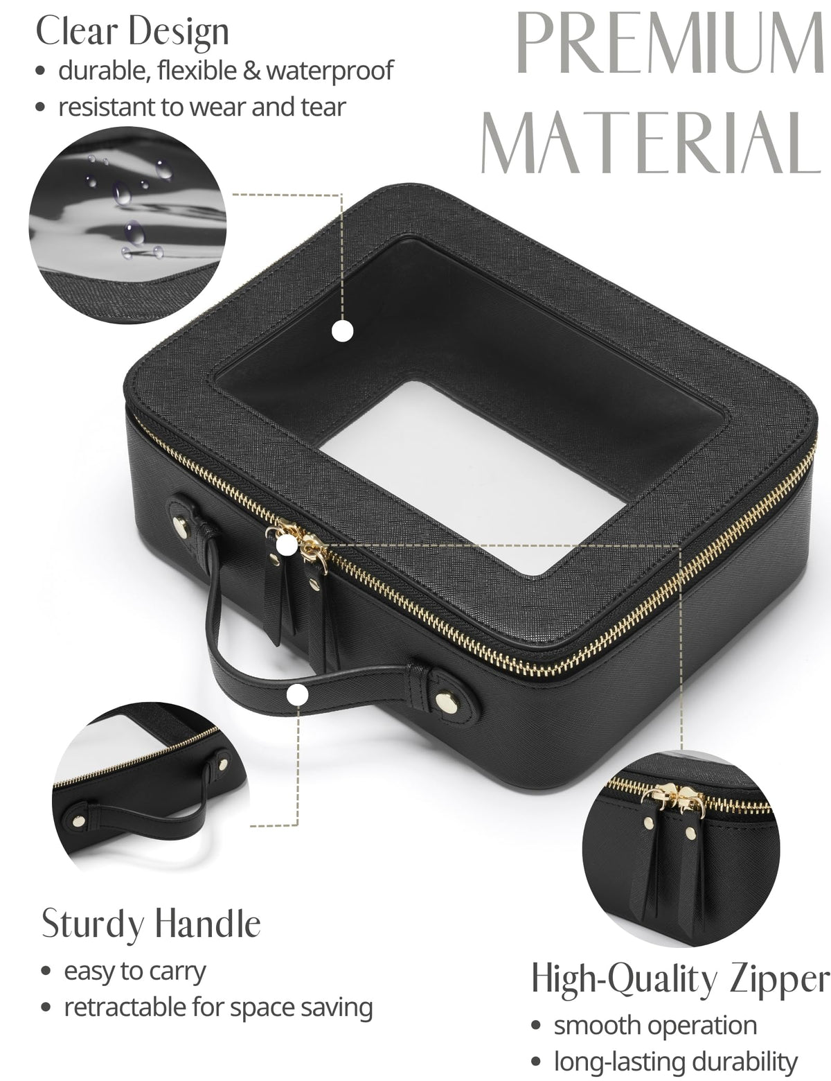 Popvibe Clear Toiletry Bag large size with skincare products inside
