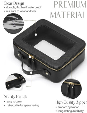 Popvibe Clear Toiletry Bag large size with skincare products inside