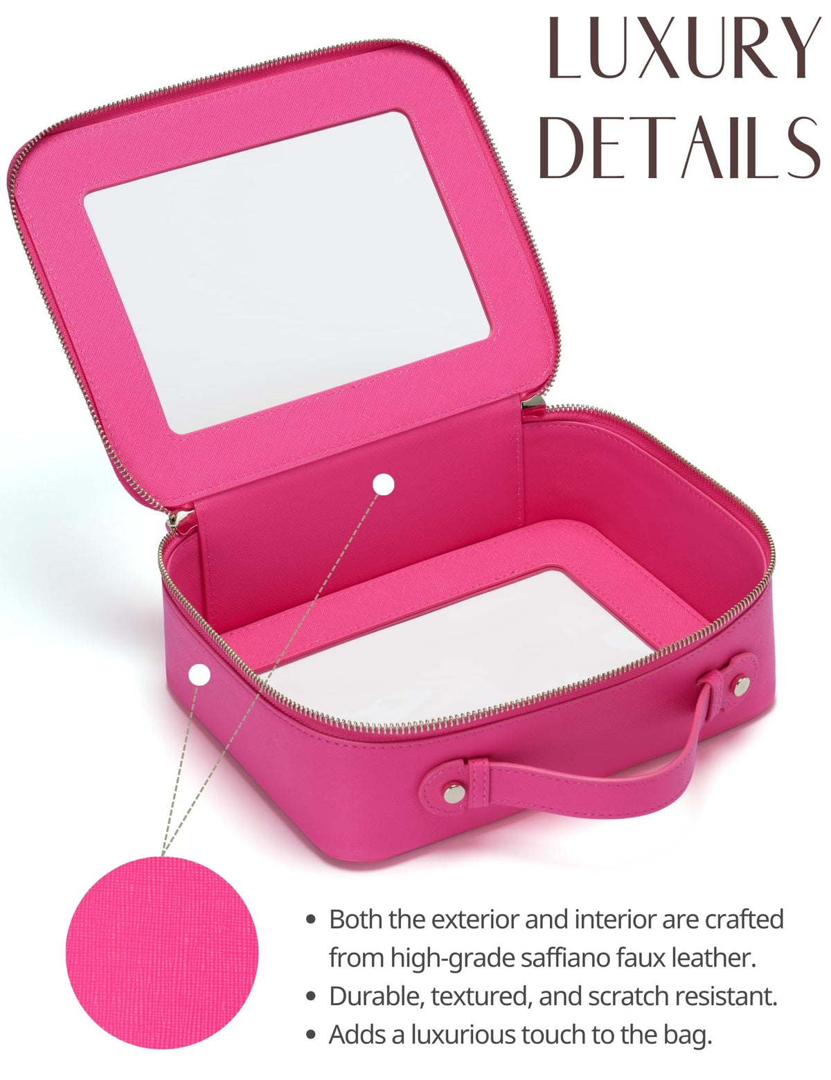 Popvibe large size clear makeup bag measuring 9.6'' x 7.5'' x 3.1''