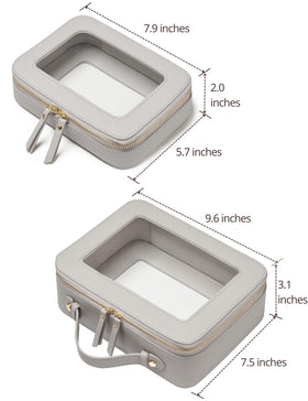 Popvibe medium clear makeup bag measuring 7.9'' x 5.7''
