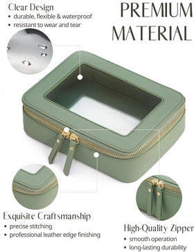 Popvibe medium makeup bag sage green with zipper
