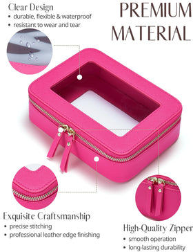 Popvibe medium size clear makeup bag measuring 8.3'' x 6.1'' x 2.4''