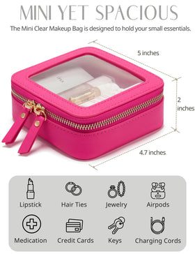 Popvibe Mini Makeup Bag hot pink showing inside with essentials