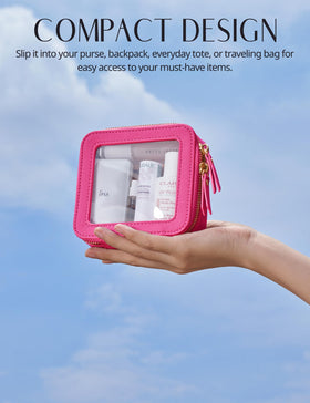Popvibe Mini Makeup Bag hot pink with light gold hardware