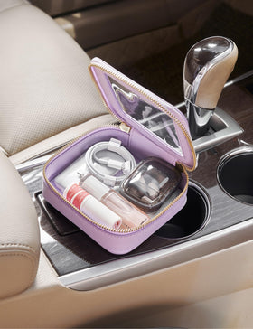 Popvibe Mini Makeup Bag lifestyle scene with cosmetics