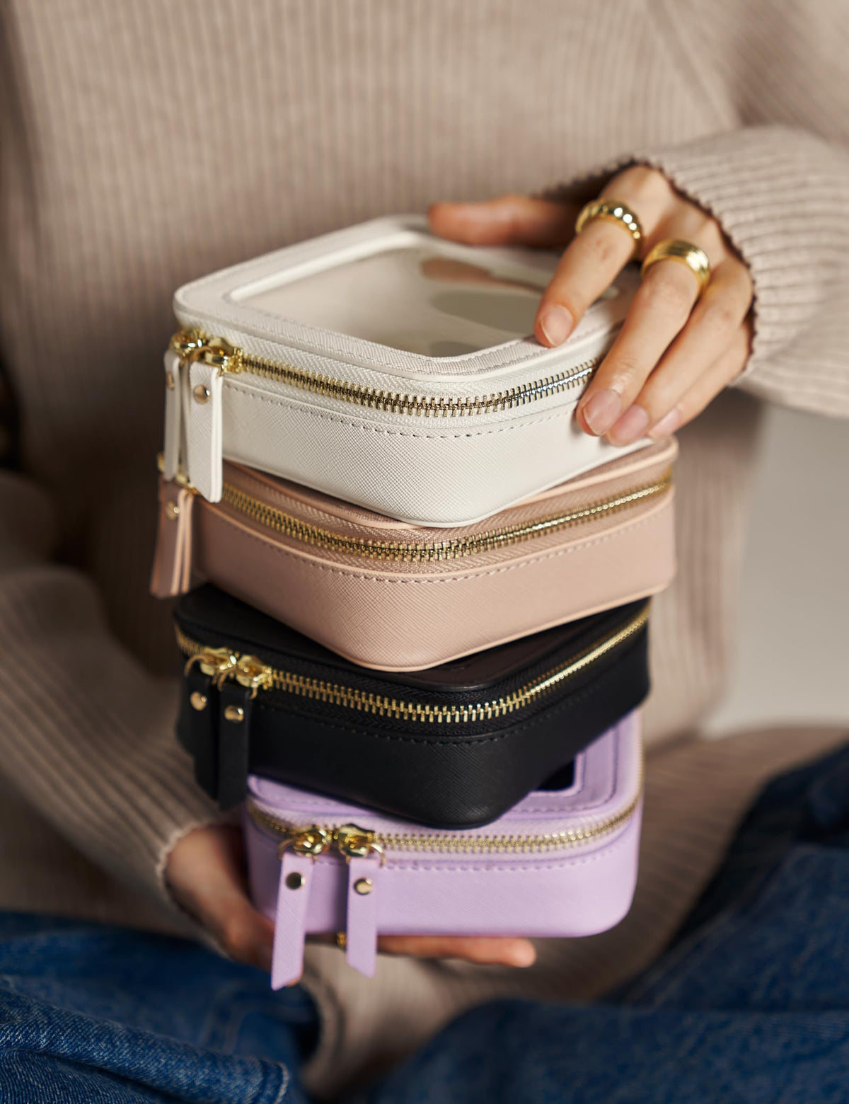 Popvibe Mini Makeup Bag with daily essentials inside