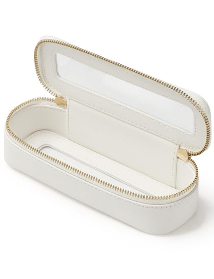 Popvibe Slim Makeup Brush Bag front view with clear panel