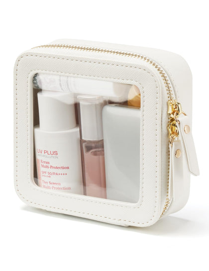 Popvibe Small Clear Makeup Bag front view with smooth zipper