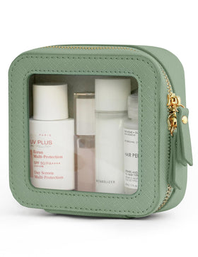 Popvibe Small Clear Makeup Bag green model front view