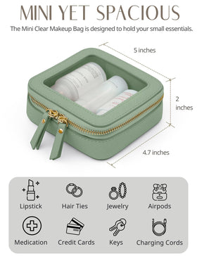 Popvibe Small Clear Makeup Bag green model on a table