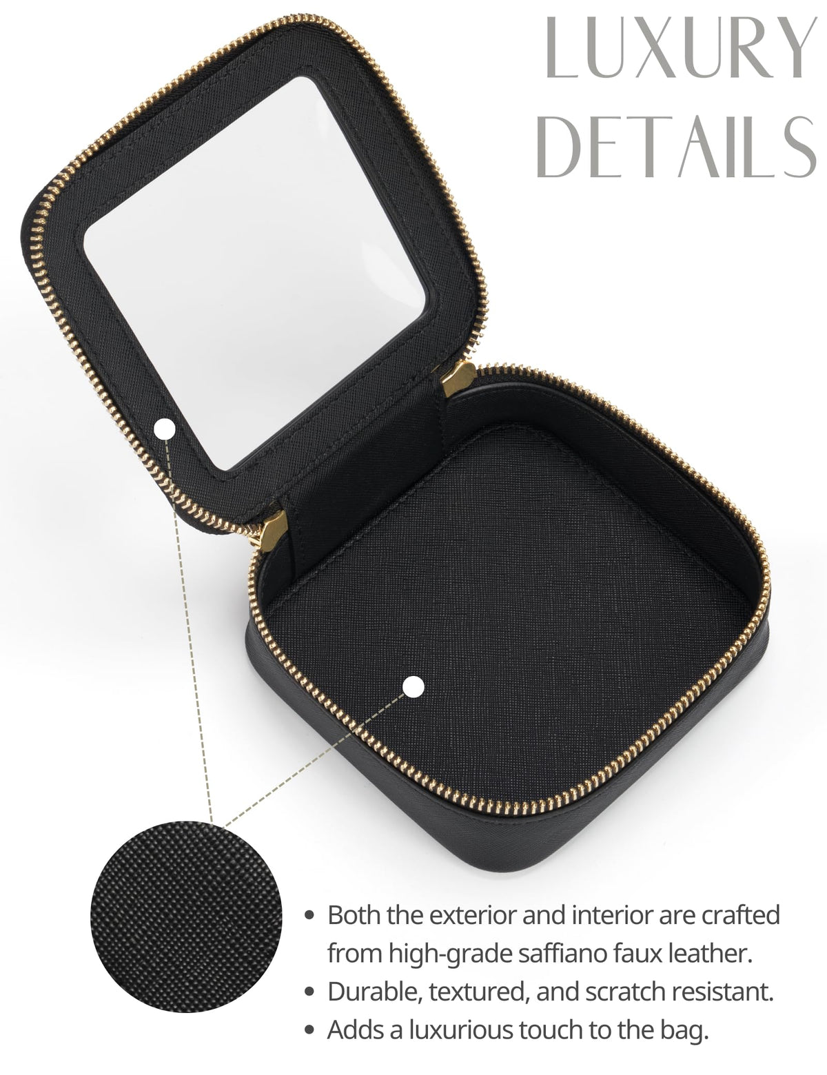 Popvibe Small Clear Makeup Bag in a backpack