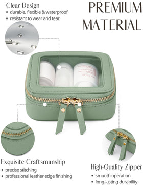 Popvibe Small Clear Makeup Bag showing zipper and gold hardware