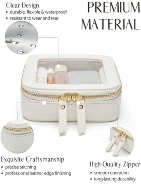 Popvibe Small Clear Makeup Bag side view showing transparent section