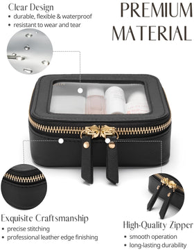 Popvibe Small Clear Makeup Bag side view showing zipper