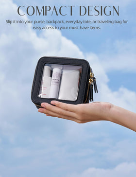 Popvibe Small Clear Makeup Bag with light gold hardware