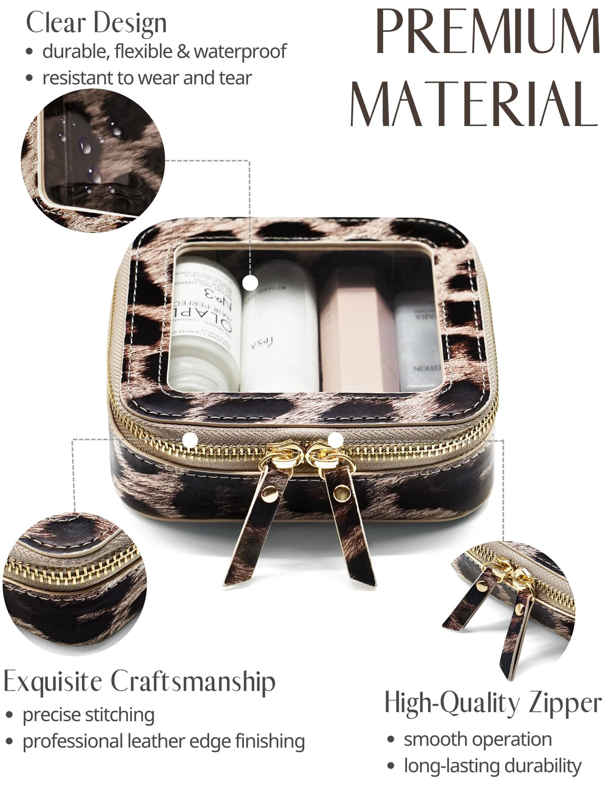 Popvibe Small Makeup Bag clear section showing contents