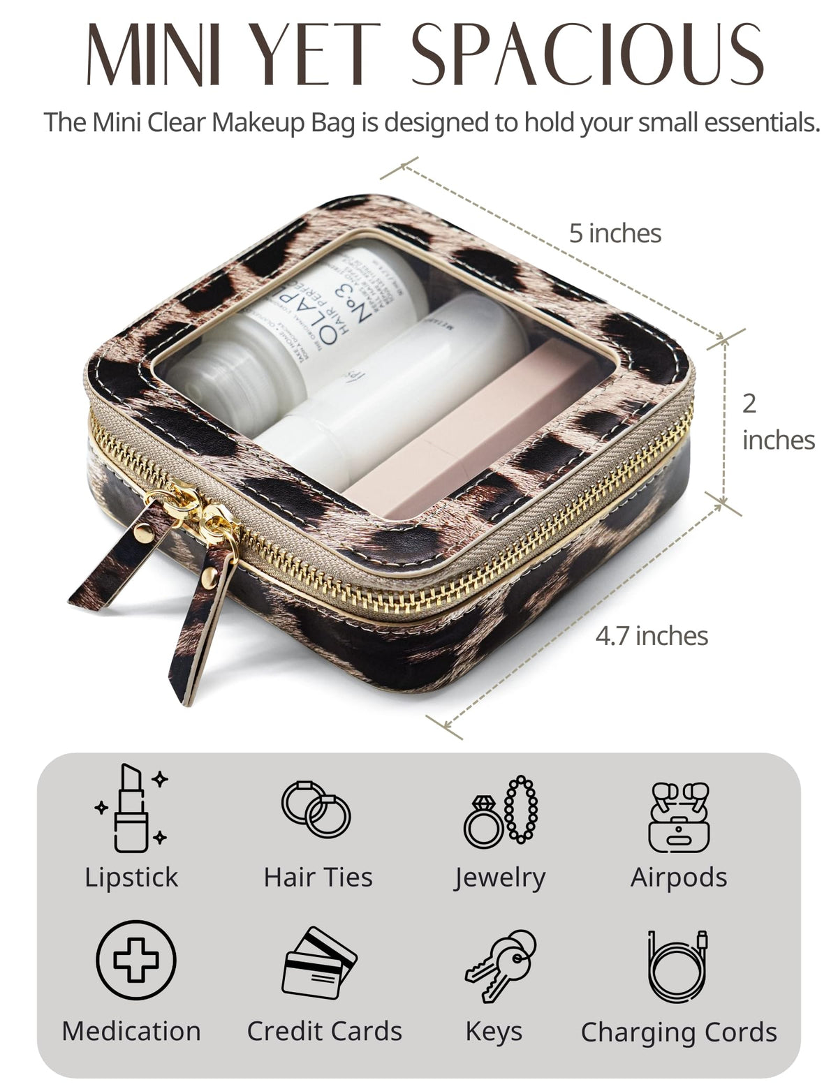 Popvibe Small Makeup Bag compact size in a purse