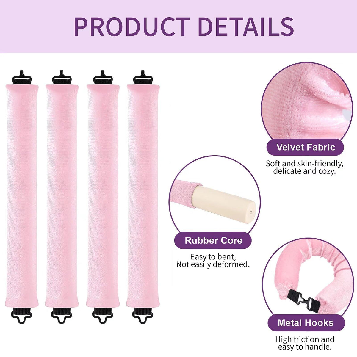 posicurly Heatless Curls curlers in use on straight hair