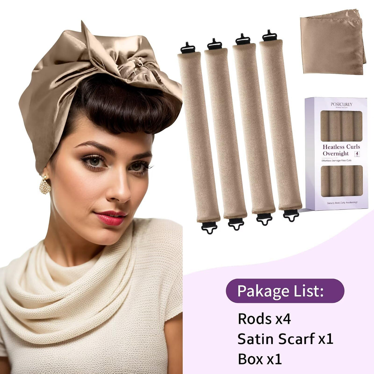 posicurly Heatless Curls curlers packaging