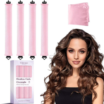 posicurly Heatless Curls Overnight Hair Curlers set with velvet fabric