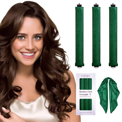 posicurly Heatless Hair Curler set with satin scarf front view