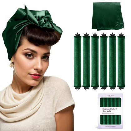 Posicurly Overnight Hair Curlers 6 pieces with satin scarf