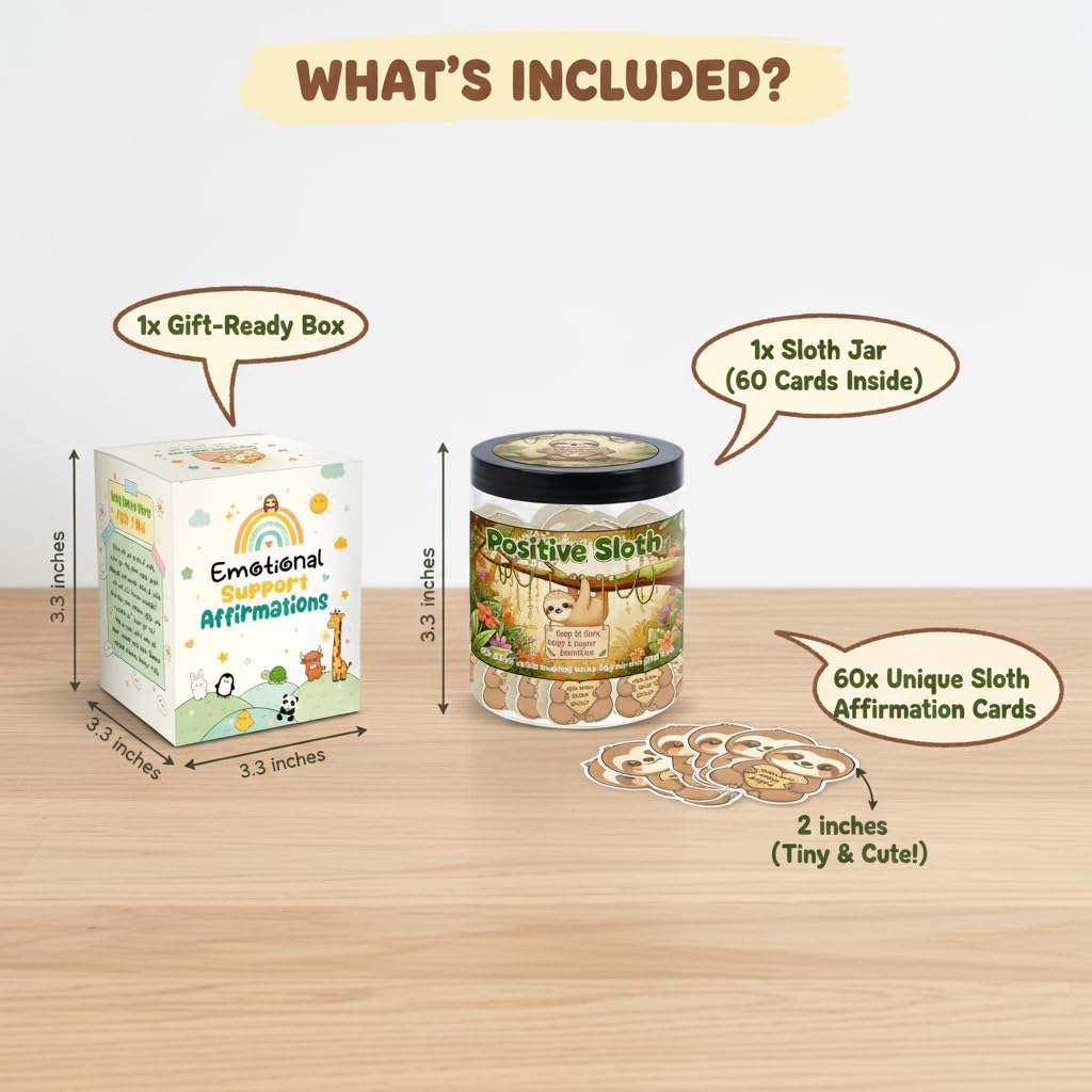 Positive Sloth Jar alongside other sloth-themed gifts