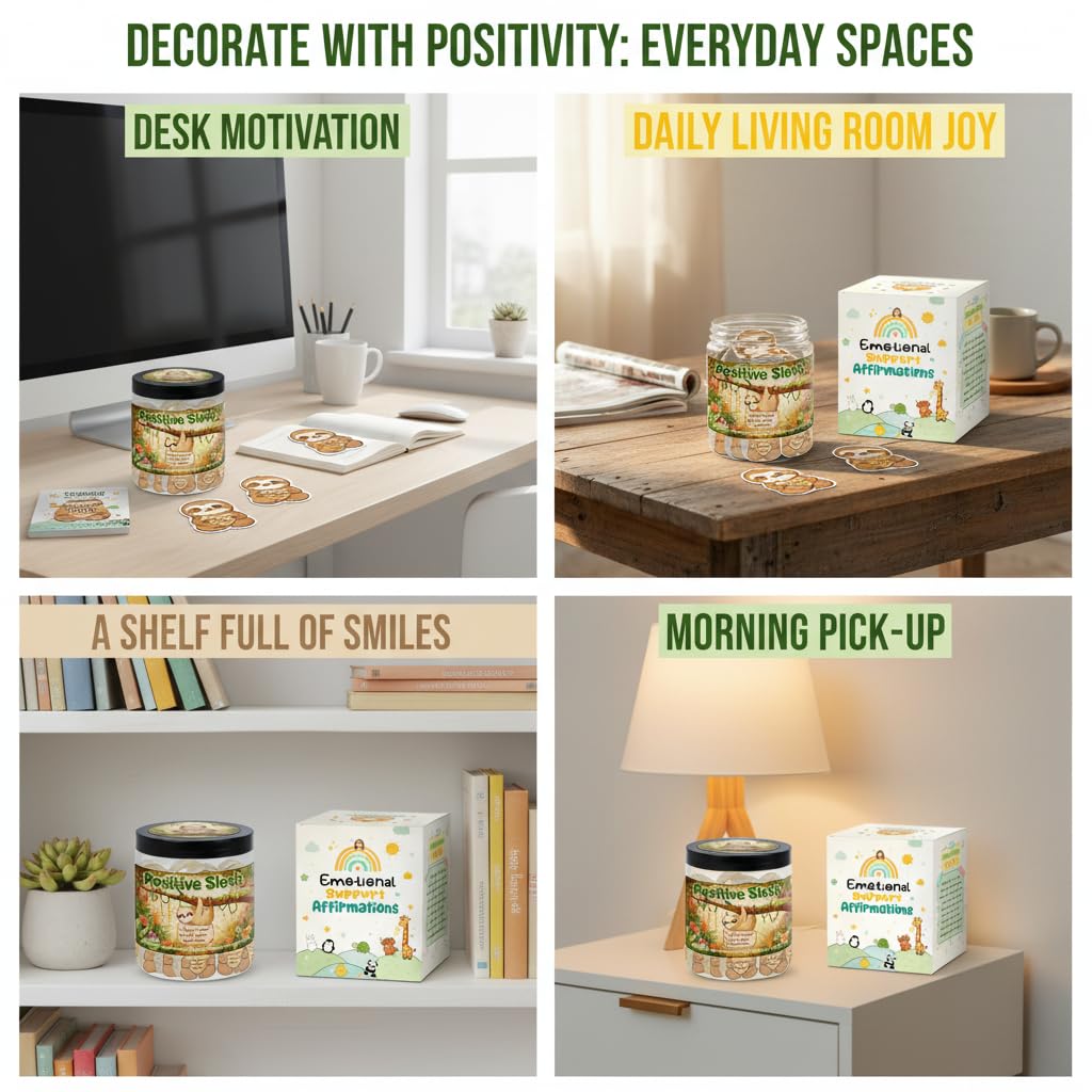 Positive Sloth Jar in a playful office setting