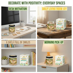 Positive Sloth Jar in a playful office setting
