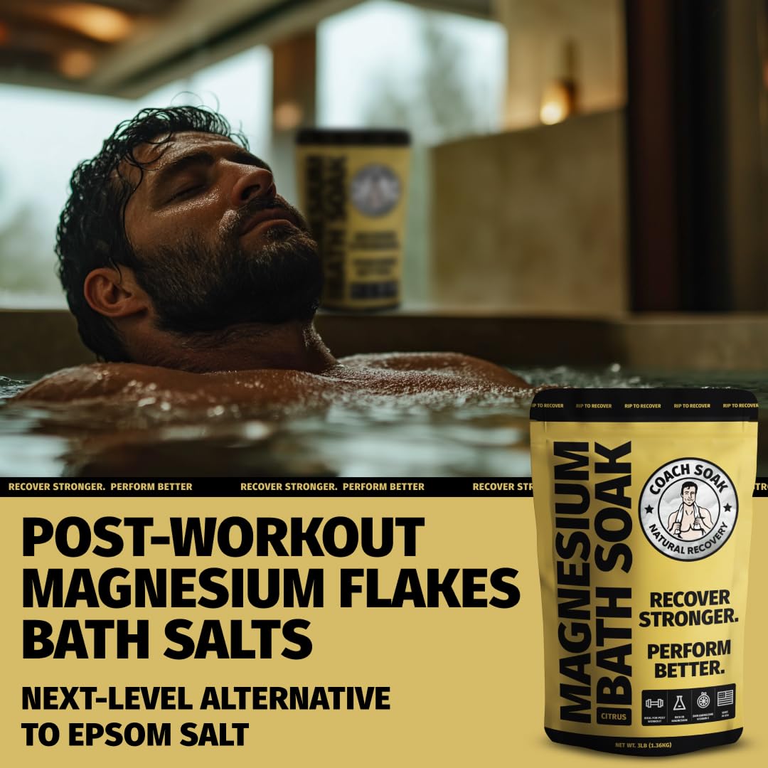 Pouring Coach Soak bath salts into a tub