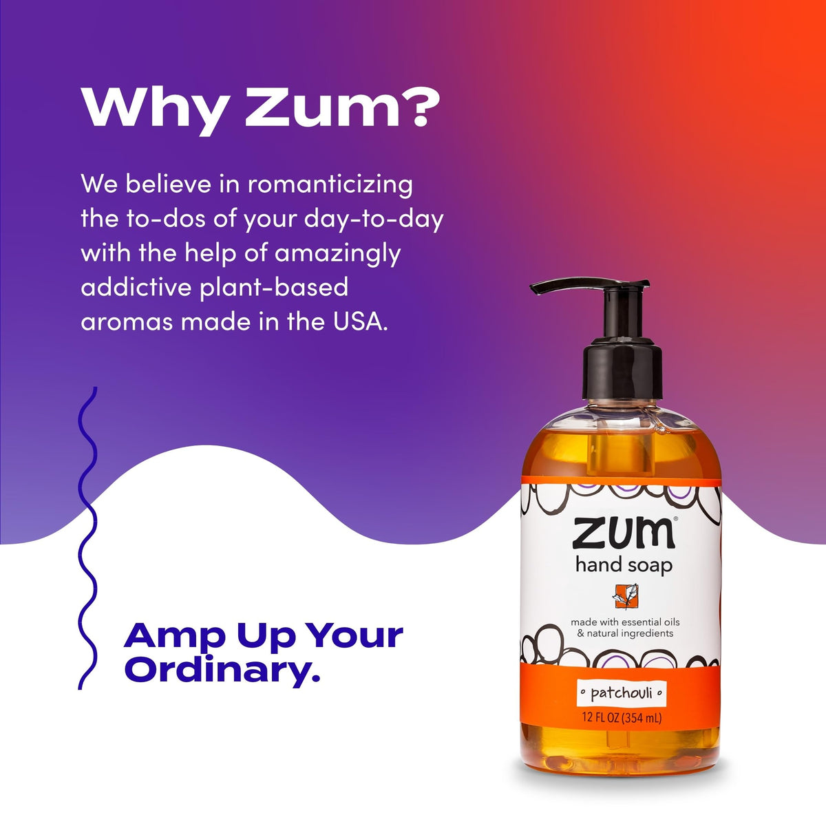 Pouring Zum Hand Soap Patchouli Scent into hands