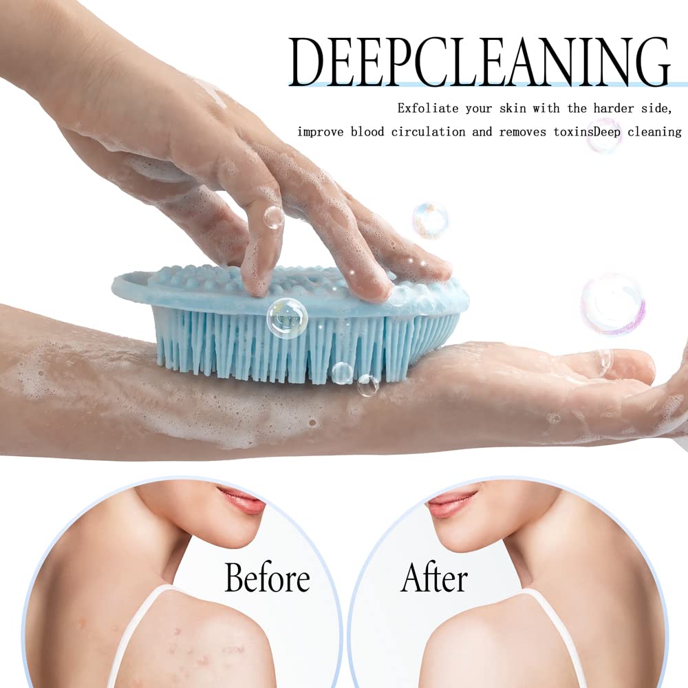PQRUU Silicone Body Scrubber in use during a shower