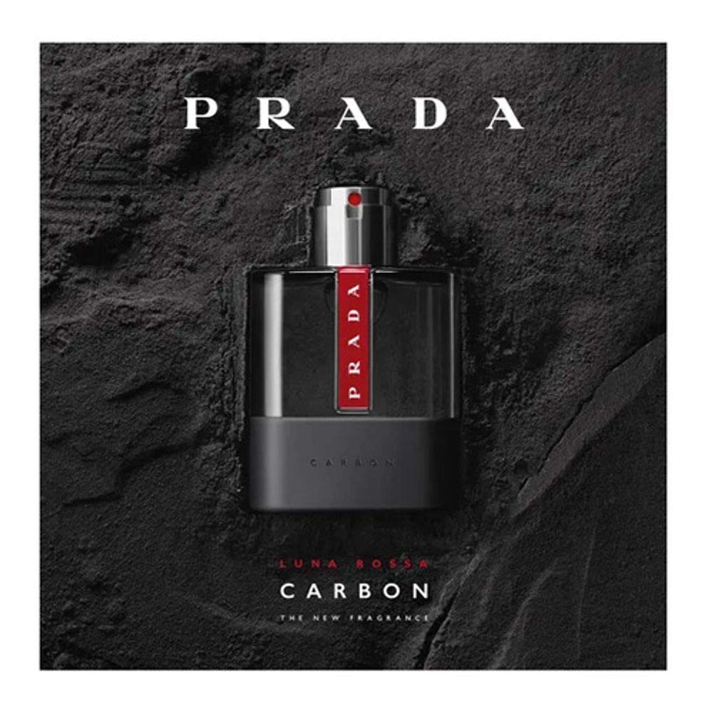 Prada Luna Rossa Carbon Pour Homme 1.7 oz Eau de Toilette Spray bottle close-up