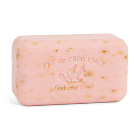 Pre de Provence Artisanal Moisturising Soap Bar front view with rose petal design