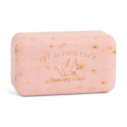 Pre de Provence Artisanal Moisturising Soap Bar front view with rose petal design