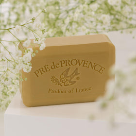 Pre de Provence Artisanal Soap Bar beside a sink