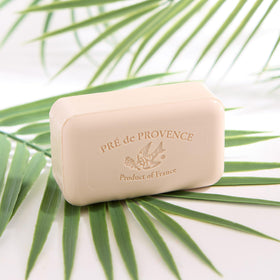 Pre de Provence Artisanal Soap Bar Coconut in a bathroom setting