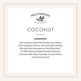 Pre de Provence Artisanal Soap Bar Coconut with ingredients