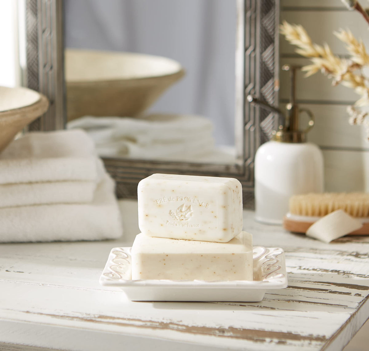 Pre de Provence Artisanal Soap Bar in bathroom setting