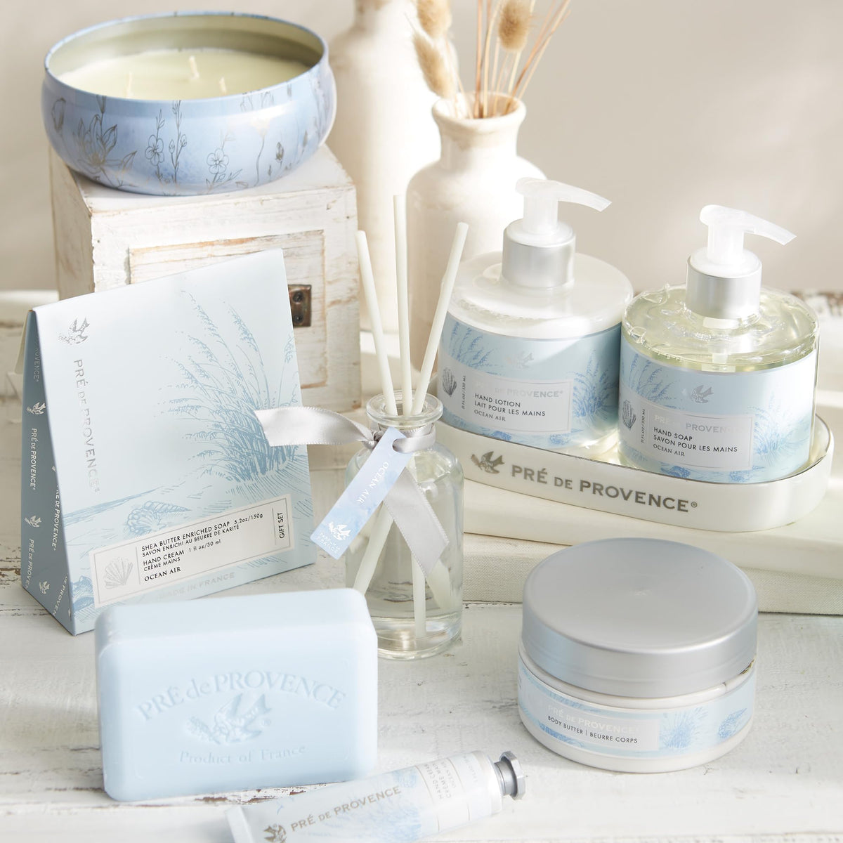 Pre de Provence Artisanal Soap Bar Ocean Air in a gift basket