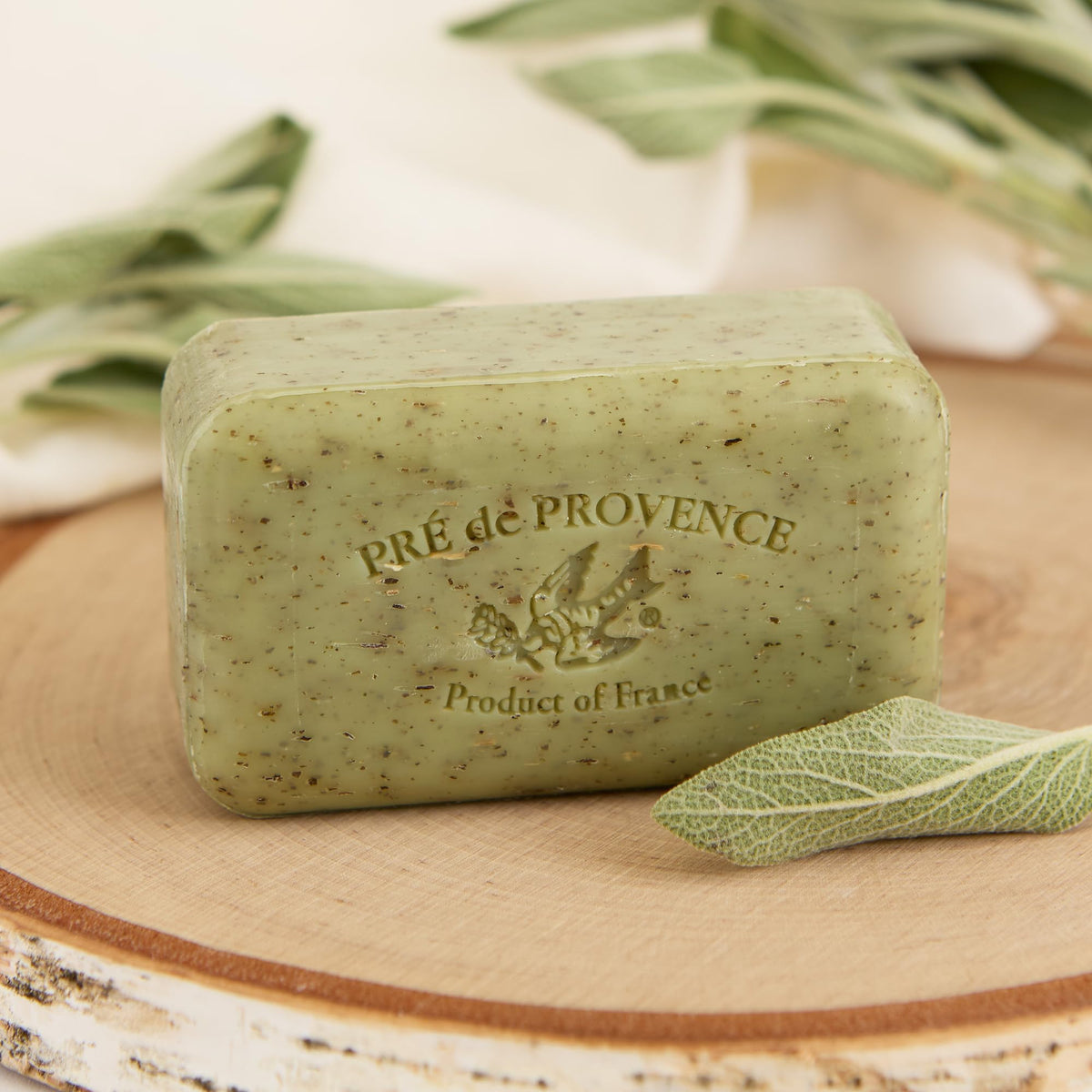 Pre de Provence Artisanal Soap Bar Sage Scent with shea butter ingredients