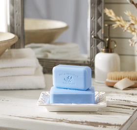 Pre de Provence Artisanal Soap Bar Starflower Scent in bathroom setting