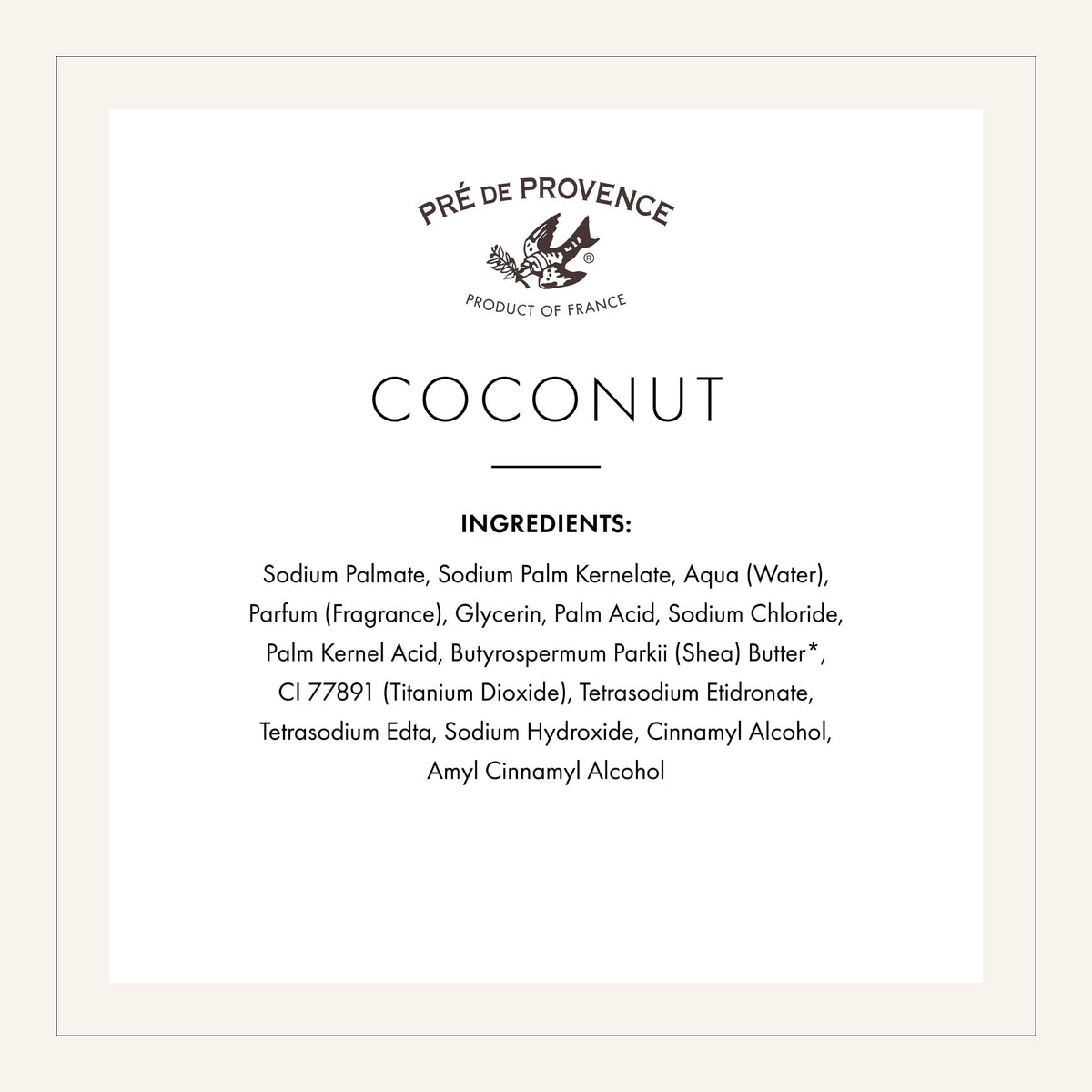 Pre de Provence Coconut Soap Bar displayed in a gift basket