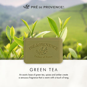 Pre de Provence Green Tea Soap Bar displayed with gift basket